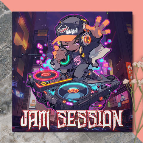 DJ Jam Session Neon Metal Print